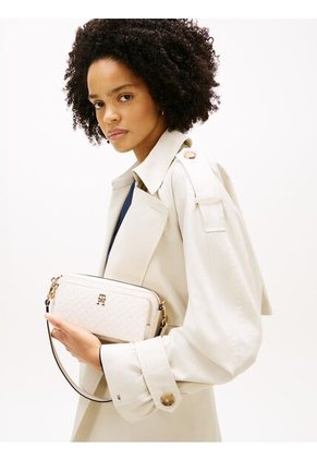 Bolso Beige Cruzado Tipo Cámara Con Monogramas TH Tommy Hilfiger