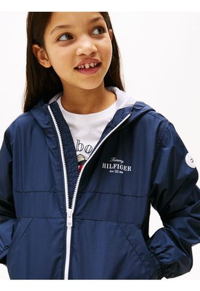 Cortavientos Azul Con Capota Y Logo Tommy Hilfiger