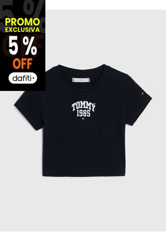 Camiseta Azul Universitaria De Punto Elástico Para Niña Tommy Hilfiger Tommy Hilfiger