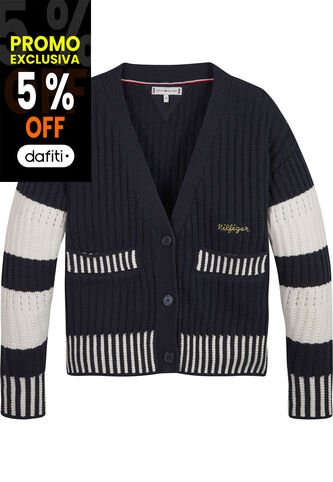 Saco Azul De Rayas Con Logo Para Niña Tommy Hilfiger Tommy Hilfiger