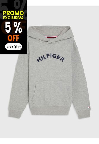 Saco Con Gorro Y Logo Arqueado Niño Gris Tommy Hilfiger Tommy Hilfiger