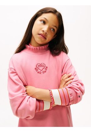 Vestido Rosado Con Volantes Y Logo Tommy Hilfiger