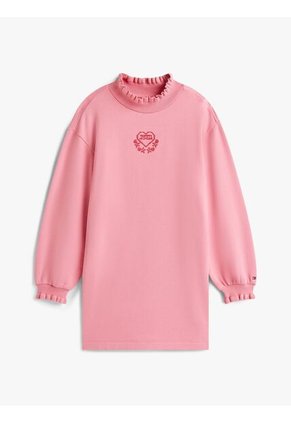 Vestido Rosado Con Volantes Y Logo Tommy Hilfiger