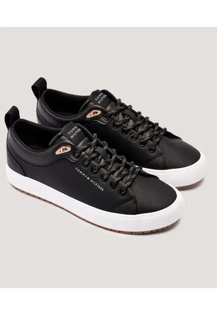 Tenis Negro Con Suela De Tacos Finos Tommy Hilfiger