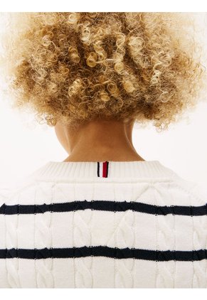 Saco De Rayas Tejido De Punto Trenzado Para Niño Tommy Hilfiger