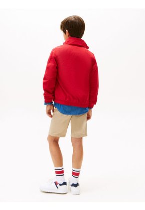 Rompe Rojo Viento Con Capota Y Parche Del Logo Tommy Hilfiger
