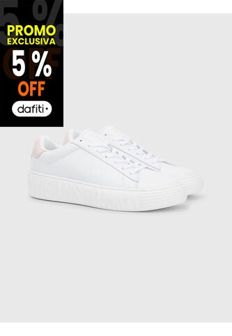 Tenis Blancos Cupsole De Piel Con Inscripción Para Mujer Tommy Hilfiger Tommy Hilfiger