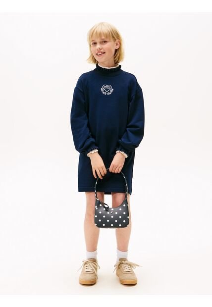 Vestido Azul Con Volantes Y Logo Tommy Hilfiger