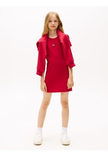 Vestido Rojo Camisero Manga Corta Tommy Hilfiger