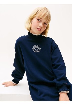 Vestido Azul Con Volantes Y Logo Tommy Hilfiger