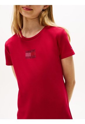 Vestido Rojo Camisero Manga Corta Tommy Hilfiger