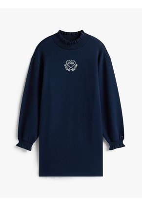 Vestido Azul Con Volantes Y Logo Tommy Hilfiger