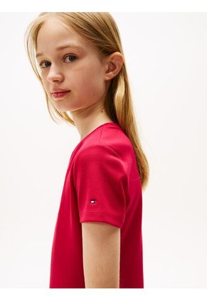 Vestido Rojo Camisero Manga Corta Tommy Hilfiger