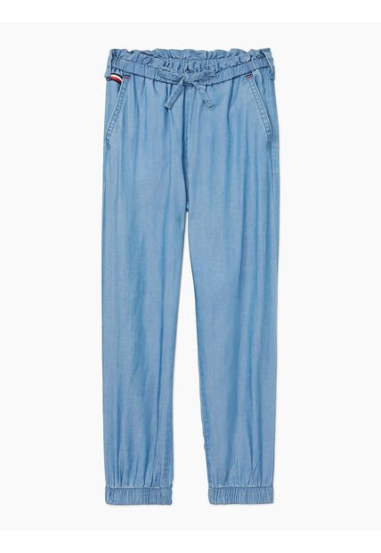 Joggers Adaptive De Chambray Niña Azul Tommy Hilfiger