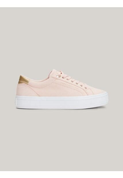 Tenis Rosa De Lona Con Talón Metalizado Tommy Hilfiger