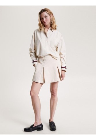 Camisa Corta Extragrande Con Rayas Globales Mujer Beige Tommy Hilfiger Tommy Hilfiger