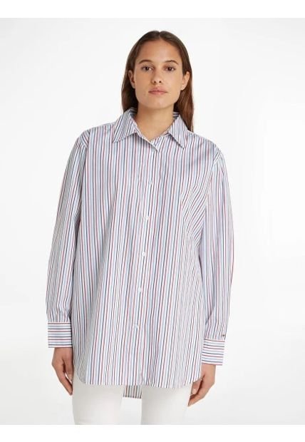 Camisa Oversize Con Cinta Distintiva Para Mujer Tommy Hilfiger