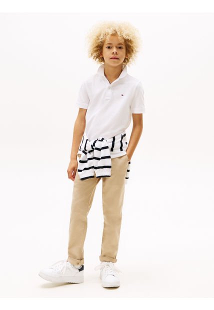 Polo Blanco Con Logo Y Corte Regular Essential Tommy Hilfiger