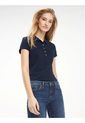 Polo Azul Oscuro Manga Corta Slim Fit Para Mujer Tommy Hilfiger de Tommy Hilfiger
