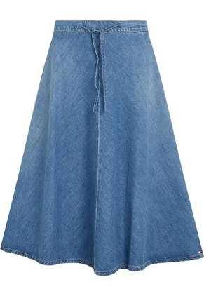 Falda Azul Denim Con Cinturón De Cuerda Tommy Hilfiger