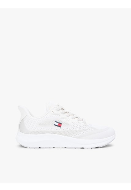 Tenis Blanco En Punto Jacquard Con Logo Tommy Hilfiger