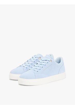 Tenis Celeste De Ante Con Logo Metalizado Tommy Hilfiger