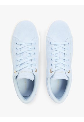 Tenis Celeste De Ante Con Logo Metalizado Tommy Hilfiger
