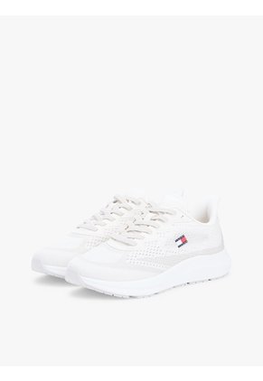 Tenis Blanco En Punto Jacquard Con Logo Tommy Hilfiger