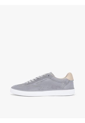 Tenis Gris De Ante Con Logo En Relieve Tommy Hilfiger