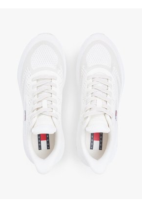 Tenis Blanco En Punto Jacquard Con Logo Tommy Hilfiger