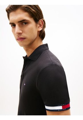Polo Negro Slim Con Manga Corta Tommy Hilfiger