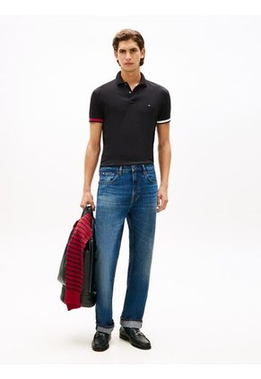 Polo Negro Slim Con Manga Corta Tommy Hilfiger