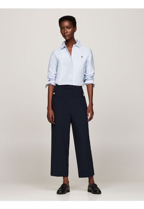 Camisa Celeste De Corte Regular Con Logo Bordado Tommy Hilfiger