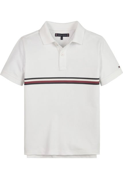 Polo Con Rayas Distintivas Para Niño Blanco Tommy Hilfiger