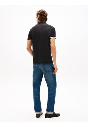 Polo Negro Slim Con Manga Corta Tommy Hilfiger