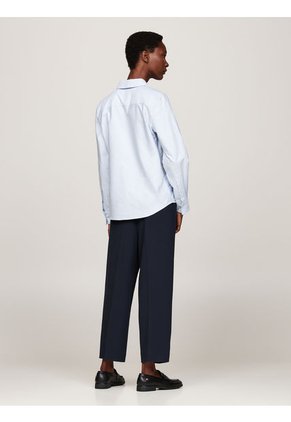 Camisa Celeste De Corte Regular Con Logo Bordado Tommy Hilfiger