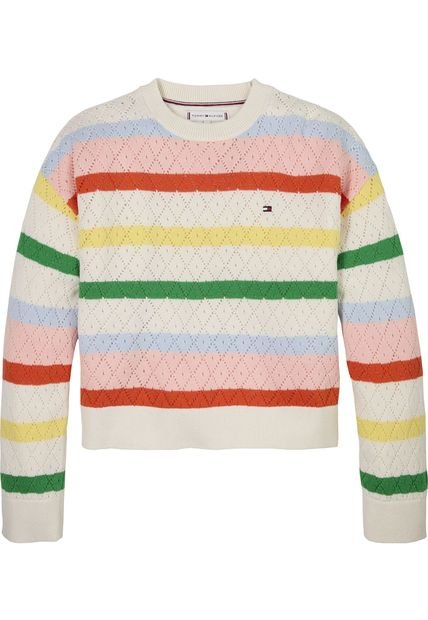 Saco Multicolor Tejido De Rayas De Colores Calados Tommy Hilfiger
