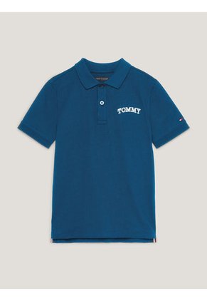 Polo De Punto Con Logo Estilo Grafiti Niño Azul Tommy Hilfiger