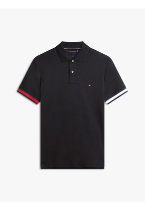 Polo Negro Slim Con Manga Corta Tommy Hilfiger