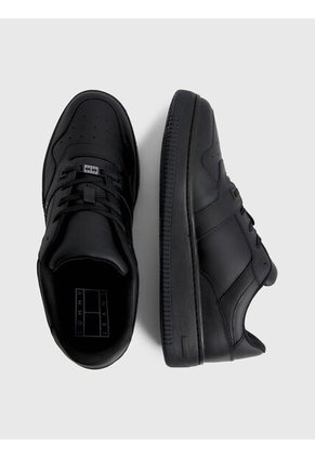 Tenis Cuero Con Logo A Contraste Hombre Negro Tommy Hilfiger