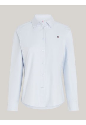 Camisa Celeste De Corte Regular Con Logo Bordado Tommy Hilfiger