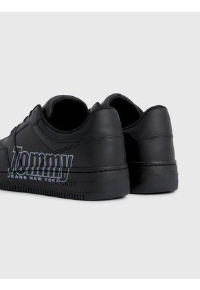 Tenis Cuero Con Logo A Contraste Hombre Negro Tommy Hilfiger