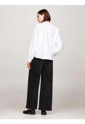 Blusa Blanca De Corte Amplio Con Volantes Tommy Hilfiger