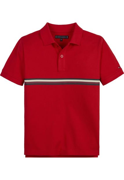 Polo Con Rayas Distintivas Para Niño Rojo Tommy Hilfiger