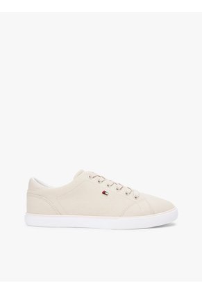 Tenis Beige De Diseño Bajo En Lona Tommy Hilfiger