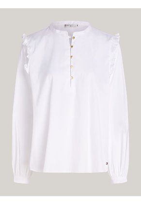 Blusa Blanca De Corte Amplio Con Volantes Tommy Hilfiger