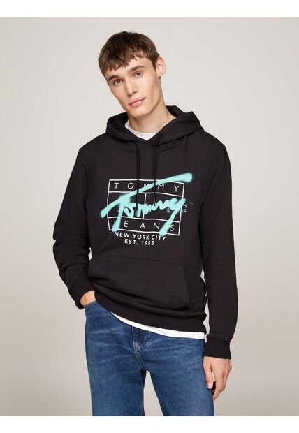 Buzo Negro Con Logo Distintivo Estilo Graffiti Tommy Jeans