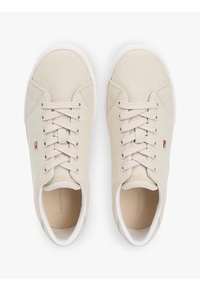 Tenis Beige De Diseño Bajo En Lona Tommy Hilfiger