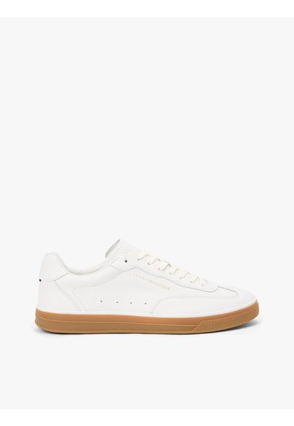 Tenis Blanco De Cuero Con Logo Metalizado Tommy Hilfiger