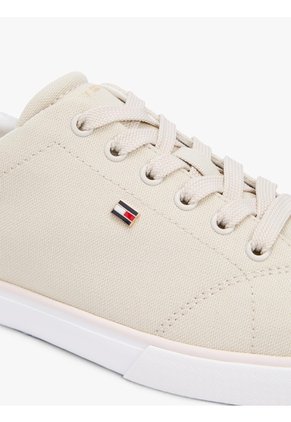 Tenis Beige De Diseño Bajo En Lona Tommy Hilfiger